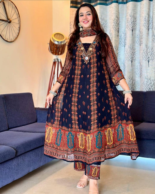 Beautiful Chinon Bandhni Printed Kurti