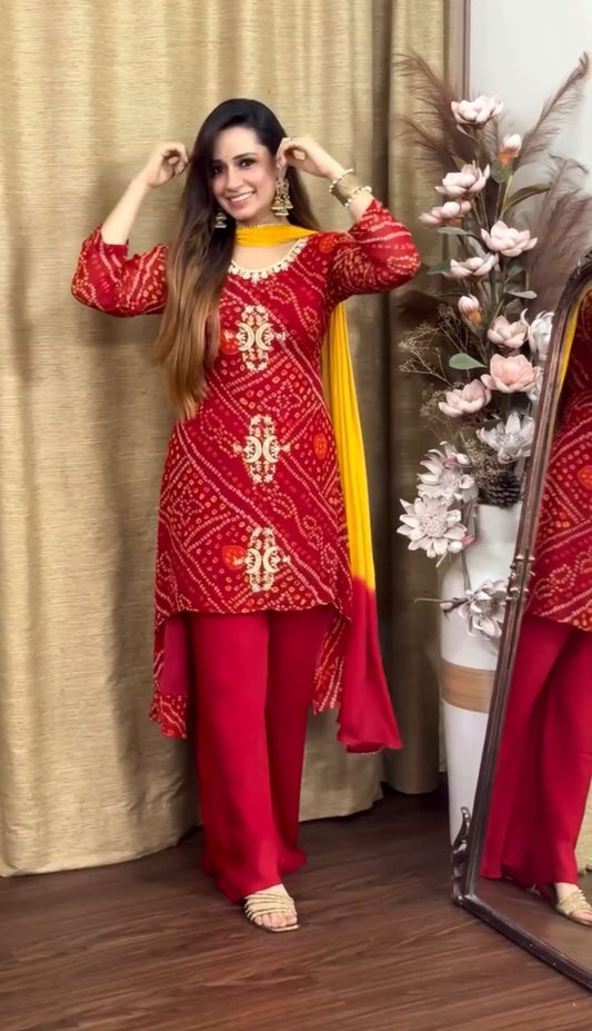 Chinon Silk Kurti Pant and Duppta